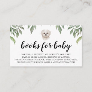 Books for Baby White Maltese Dog Boho Greenery Enclosure Card