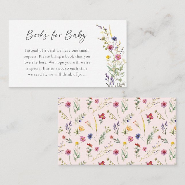 Books For Baby Wildflower Floral Baby Shower Enclosure Card (Front/Back)