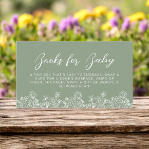 Books for Baby Wildflower Sage Green Baby Shower Enclosure Card