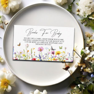 Books for Baby Wildflowers Butterflies Baby Shower Enclosure Card