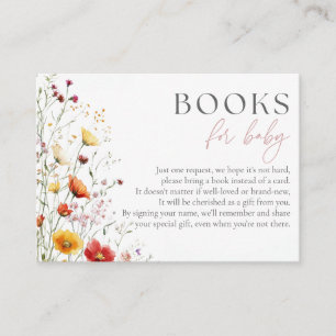Books For Baby Wildflowers Pink Baby Shower Enclosure Card
