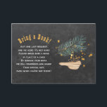 Books for baby winter bring a book insert card<br><div class="desc">Rustic modern winter grey charcoal chalkboard bring a book insert card with a wooden bird,  fir branch and watercolor drops splashes.</div>