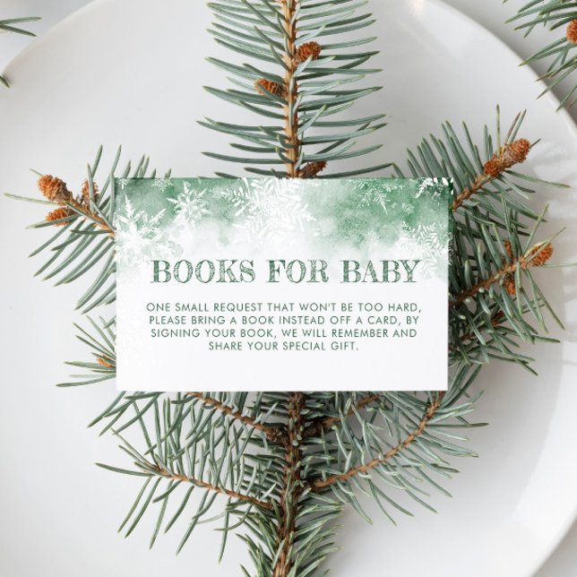Books for baby winter forest baby shower enclosure card (Creator Uploaded)