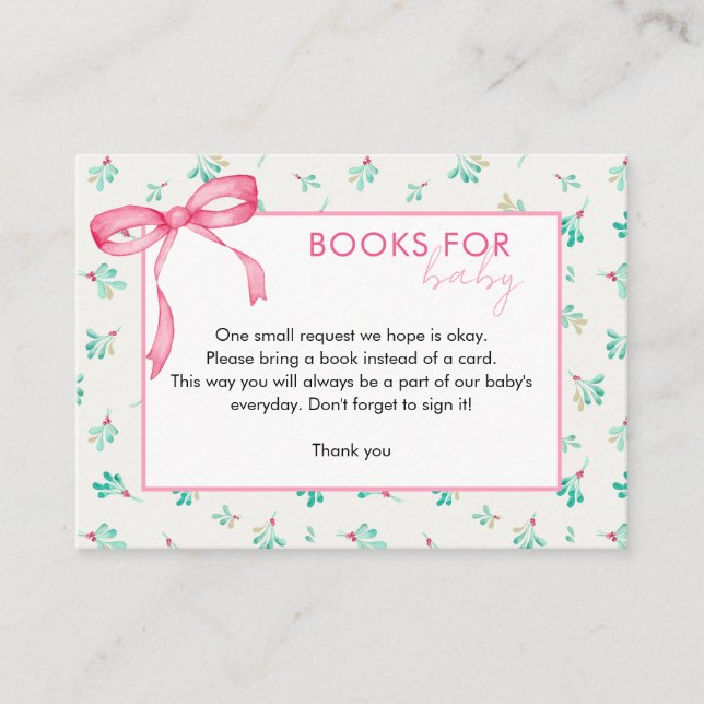 Books for Baby Winter Girl Shower Insert Card (Front)