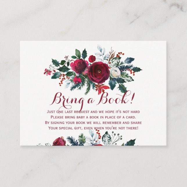 Books for baby winter red bring a book insert card (Front)