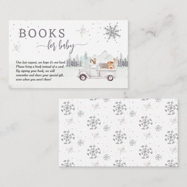 Books for Baby Winter Woodland Baby Shower Enclosure Card (Front/Back)