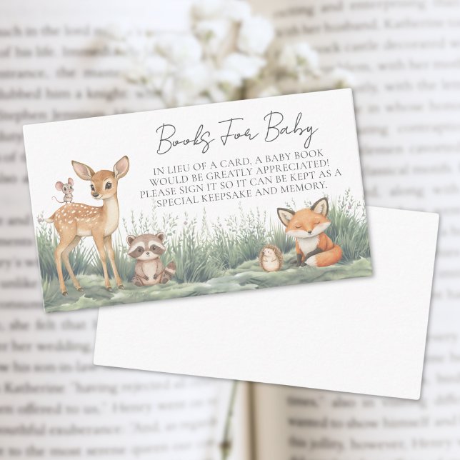 Books For Baby Woodland Forest Animals Baby Shower Enclosure Card (Diaper Raffle Woodland Forest Animals Baby Shower Enclosure Card )