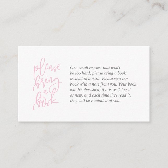 Books for the baby, Creative pink and grey Script Enclosure Card (Front)