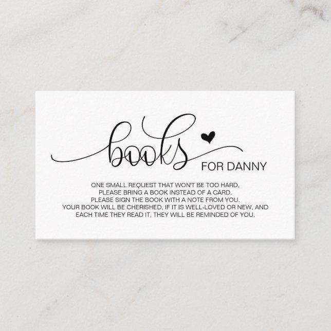Books for the baby, Hand Lettered Black Script Enclosure Card (Front)