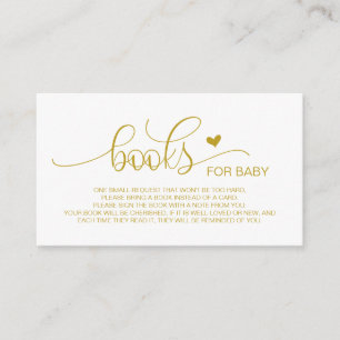 Books for the baby, Hand Lettered gold Script Enclosure Card