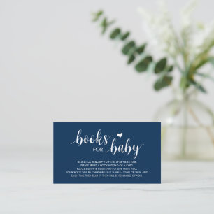 Books for the baby, Modern Cute Navy Blue Script E Enclosure Card