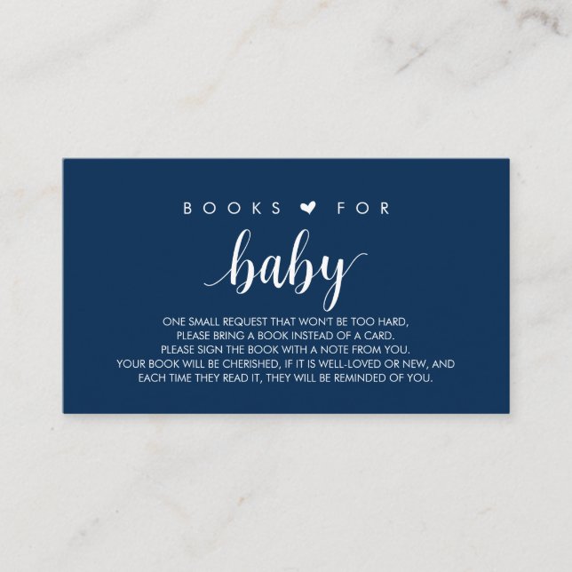 Books for the baby, Modern Cute Navy Blue Script E Enclosure Card (Front)