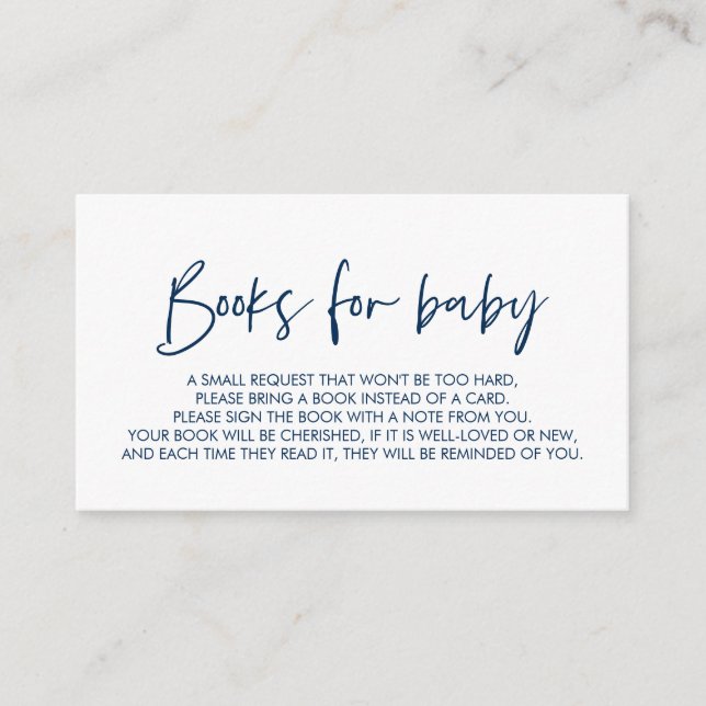 Books for the baby, Modern Minimal Navy Blue Enclosure Card (Front)