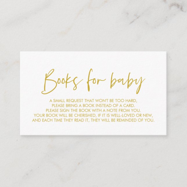 Books for the baby, Modern Minimal Yellow Gold Enclosure Card (Front)
