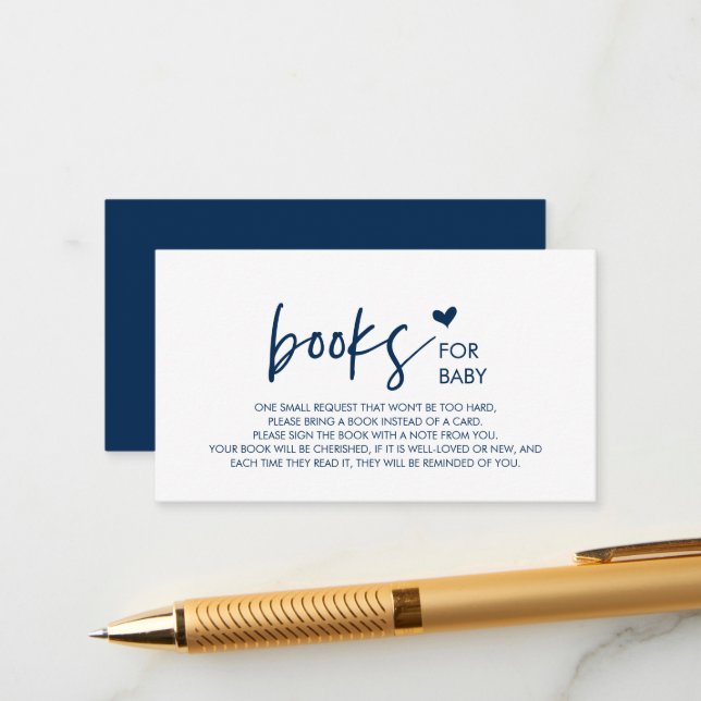 Books for the baby, Modern Minimalism Navy Blue Enclosure Card (Front/Back In Situ)