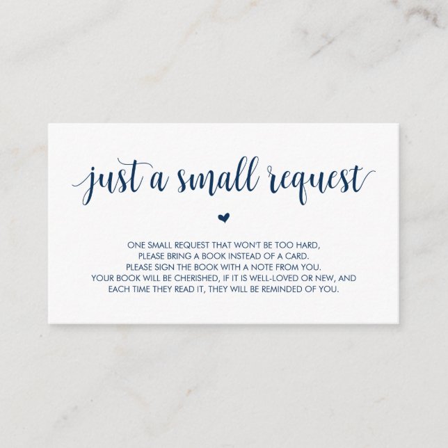 Books for the baby, Modern Rustic Navy Blue Script Enclosure Card (Front)