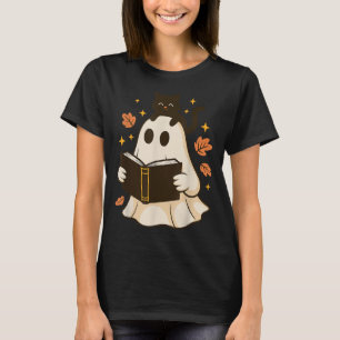 Books Ghost Reading Book Halloween Library Black C T-Shirt