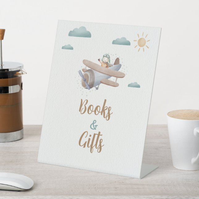 Books & Gift Aeroplane Baby Shower Traveller Pedestal Sign (In SItu)