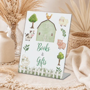 Books & Gifts Farm Animals Barnyard Baby Shower Pedestal Sign
