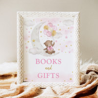 Books & Gifts Moon Teddy Bear Pink Gold Balloons