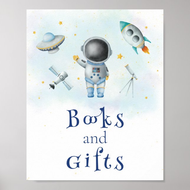 Books & Gifts Space Astronaut Boy rockets stars Poster (Front)