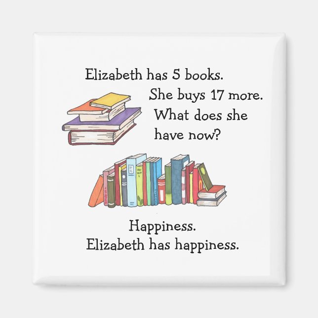 Books = Happiness, Love to Read Magnet (Front)
