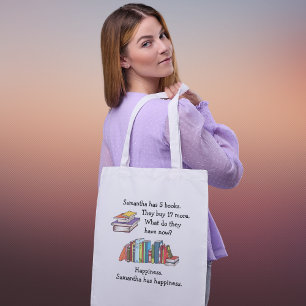 Books = Happiness, Love to Read Quote Tote Bag