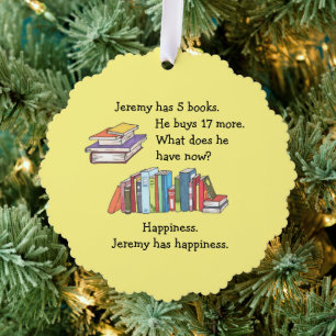 Books = Happiness, Love to Read Tree Decoration Card