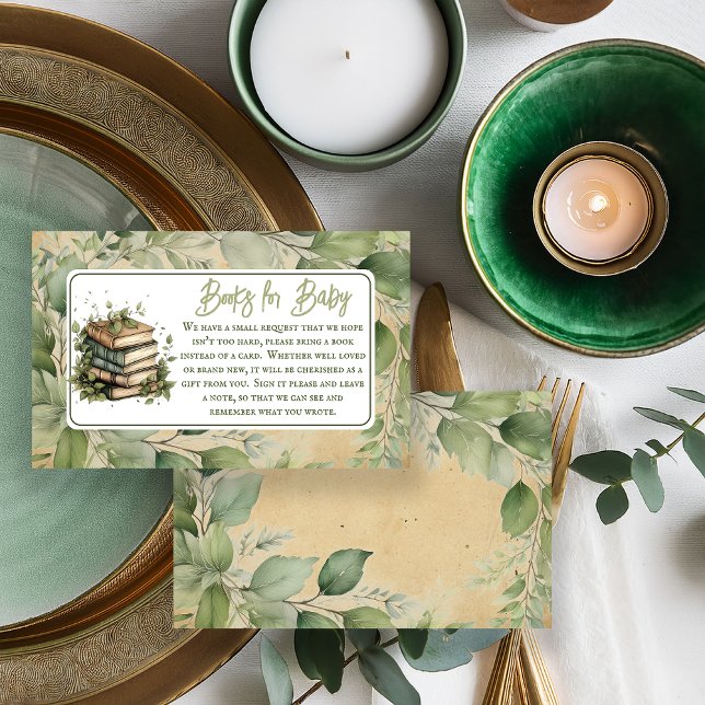 Books Leaves Next Chapter Books for Baby Enclosure Card (Vintage Elegance Books Leaves Baby Shower Books for Baby "Our Next Chapter Begins . . ." Collection )