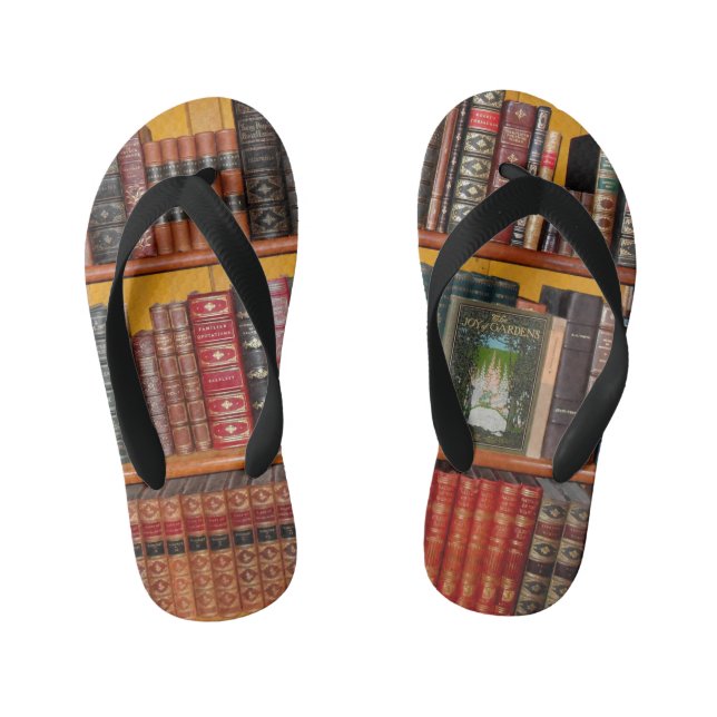 books library bookshelf bookshop kid's jandals (Footbed)