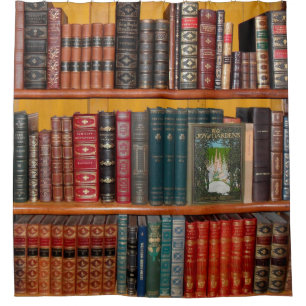 books library bookshelf bookshop shower curtain