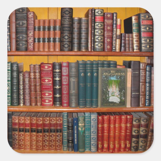 books library bookshelf bookshop square sticker (Front)