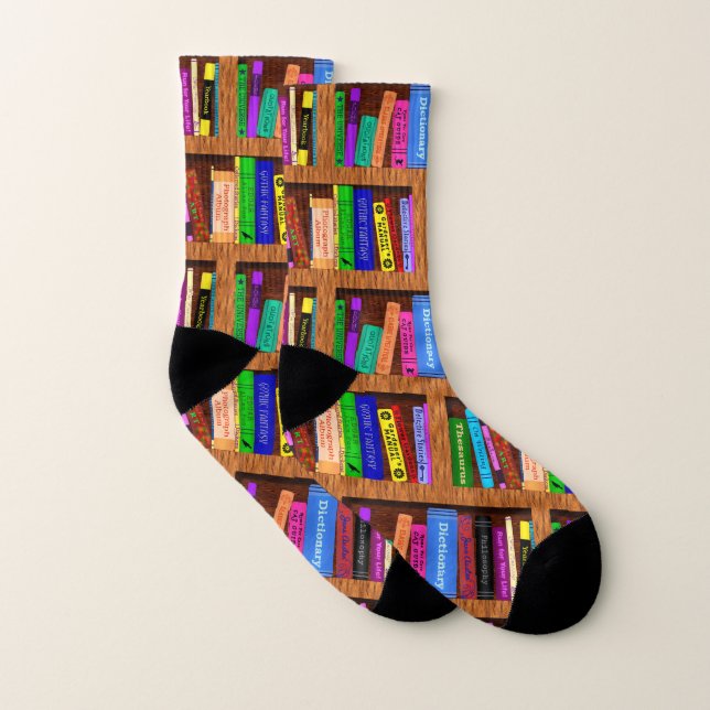 Books Library Bookshelf Pretty Pattern for Readers Socks (Pair)