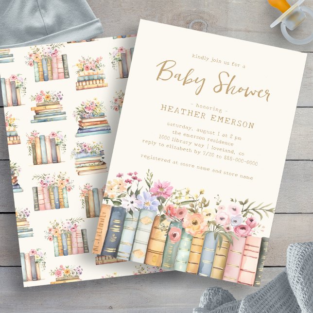 Books Library Invitation (Wildflower Books Library Bridal Shower Invitation by Painted Paperie
)