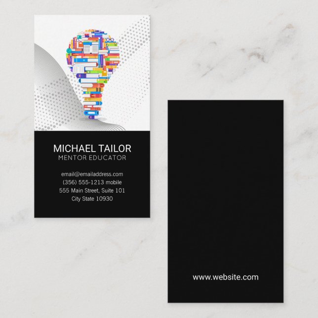 Books Light Bulb Logo | Education  Business Card (Front/Back)