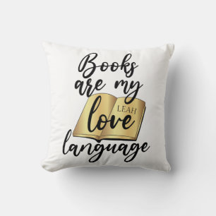Books Love Language Black Gold Book Lovers Name Cushion
