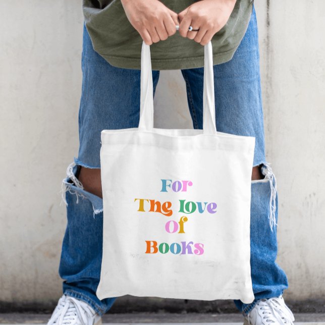 Books lover reading colourful typography modern tote bag (book lovers colorful typography tote bag. Simple modern white quote text for book readers)