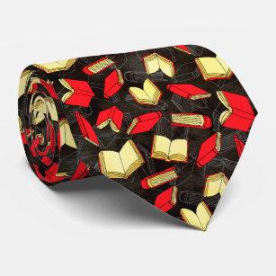 Books Lovers Black and Red Pattern Tie