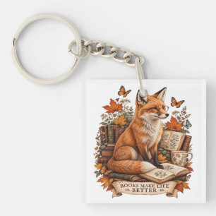 Books Make Life Better – Vintage Fox Reading Key Ring