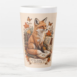 Books Make Life Better – Vintage Fox Reading  Latte Mug