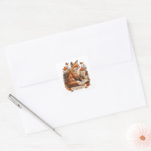 Books Make Life Better – Vintage Fox Reading Square Sticker