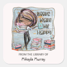 Books Make Me Happy Bookplate
