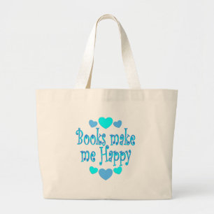 Books Make Me Happy Large Tote Bag