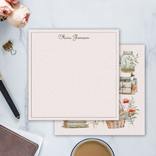 Books Mushroom Floral Whimsical Cottagecore Art Card