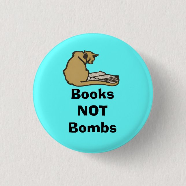 Books Not Bombs Scottish Independence Cat Badge (Front)