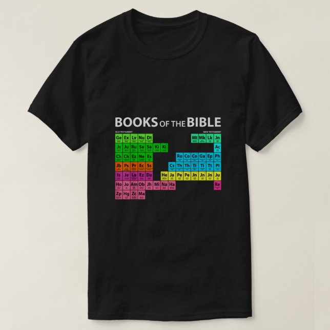 Books of Bible Periodic Table Seminary Pastor Appr T-Shirt (Design Front)
