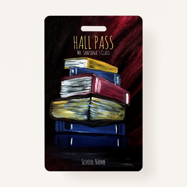 Books Of Knowledge Hall Pass Badge ID Badge (Front)