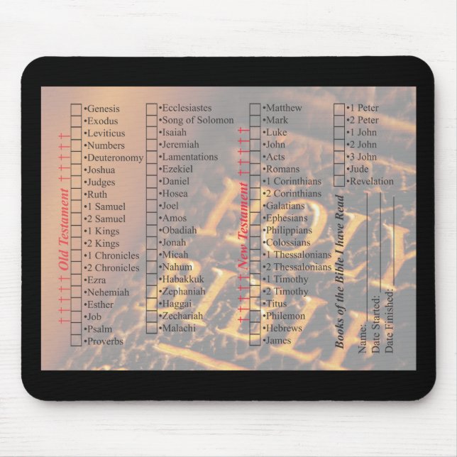 Books of the Bible check off list Mousepad (Front)