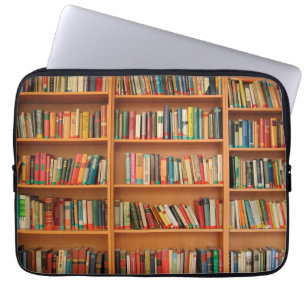 Books on Bookshelf Background Laptop Sleeve
