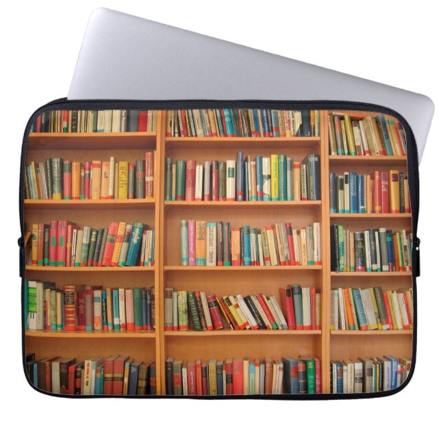 Books on Bookshelf Background Laptop Sleeve (Front)
